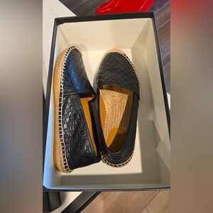 Gucci Black Embossed Leather Espadrilles